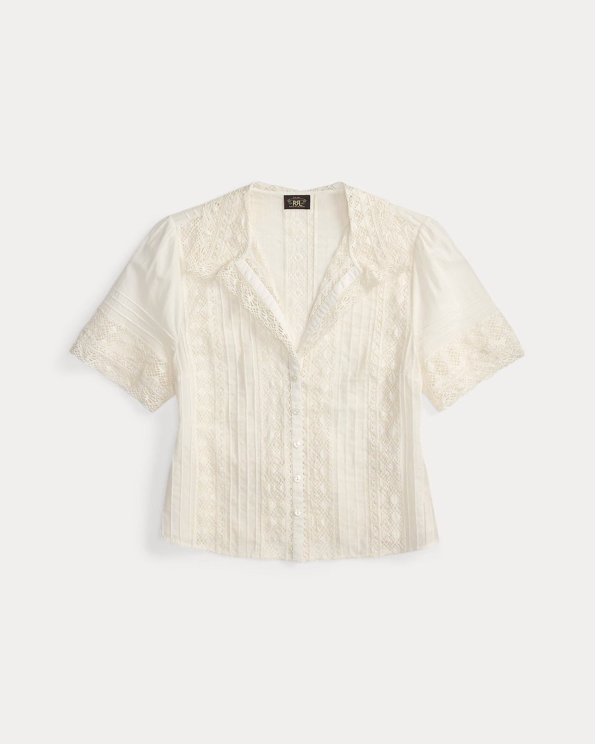 RRL Lace-Trimmed Cotton Voile Blouse