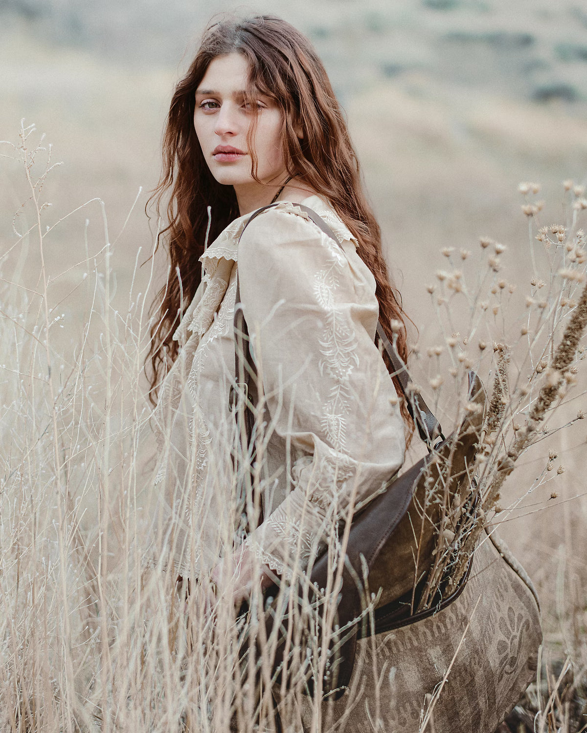 RRL Embroidered Cotton-Silk Blouse