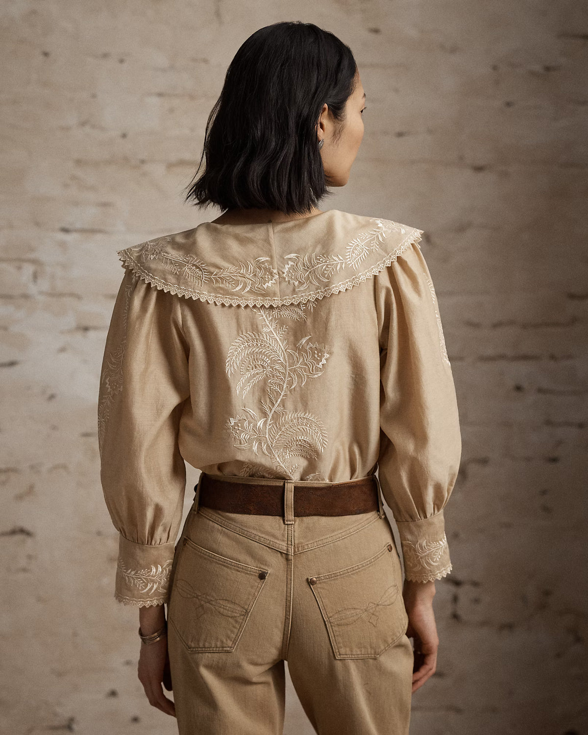 RRL Embroidered Cotton-Silk Blouse