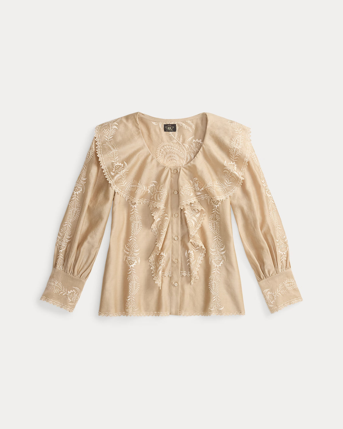 RRL Embroidered Cotton-Silk Blouse