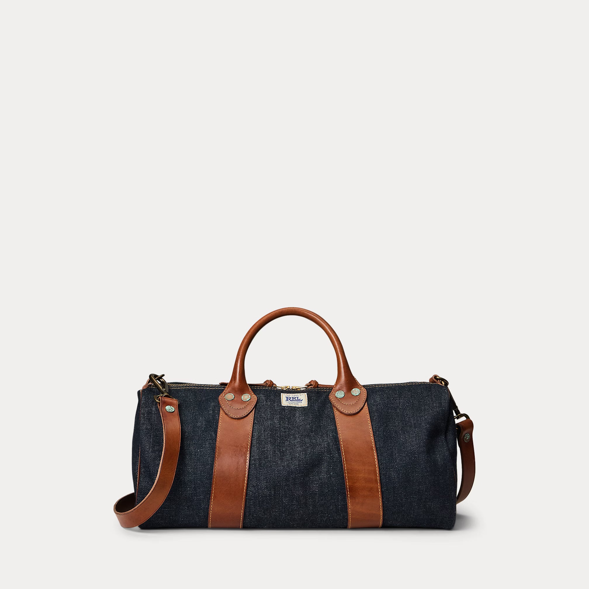 RRL Leather-Trim Indigo Denim Duffel