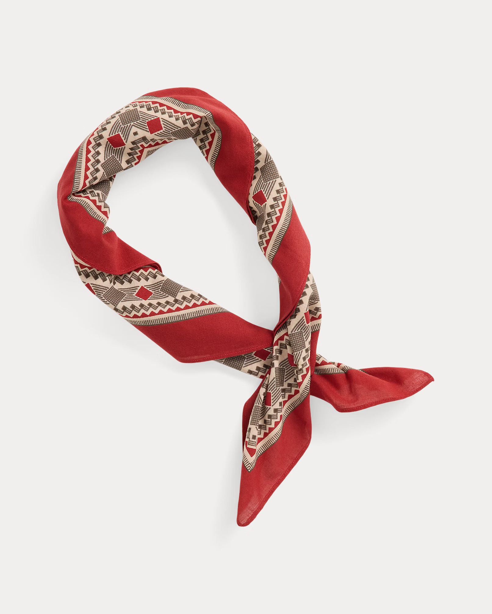 Logo Cotton Bandanna - Red/Cream/Brown