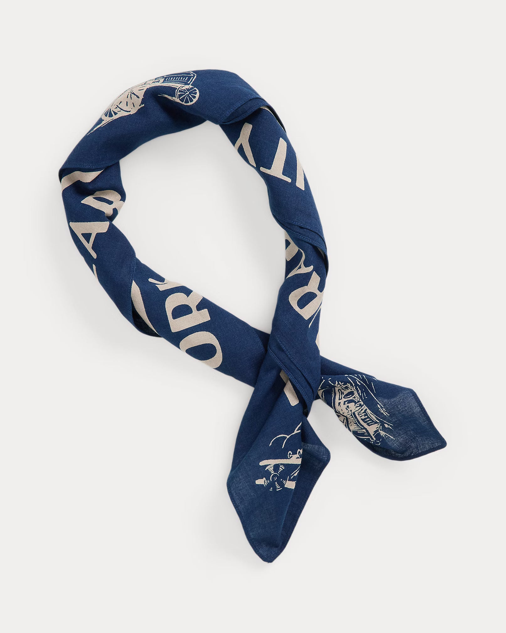 Indigo Cotton Graphic Bandanna - Indigo/Cream