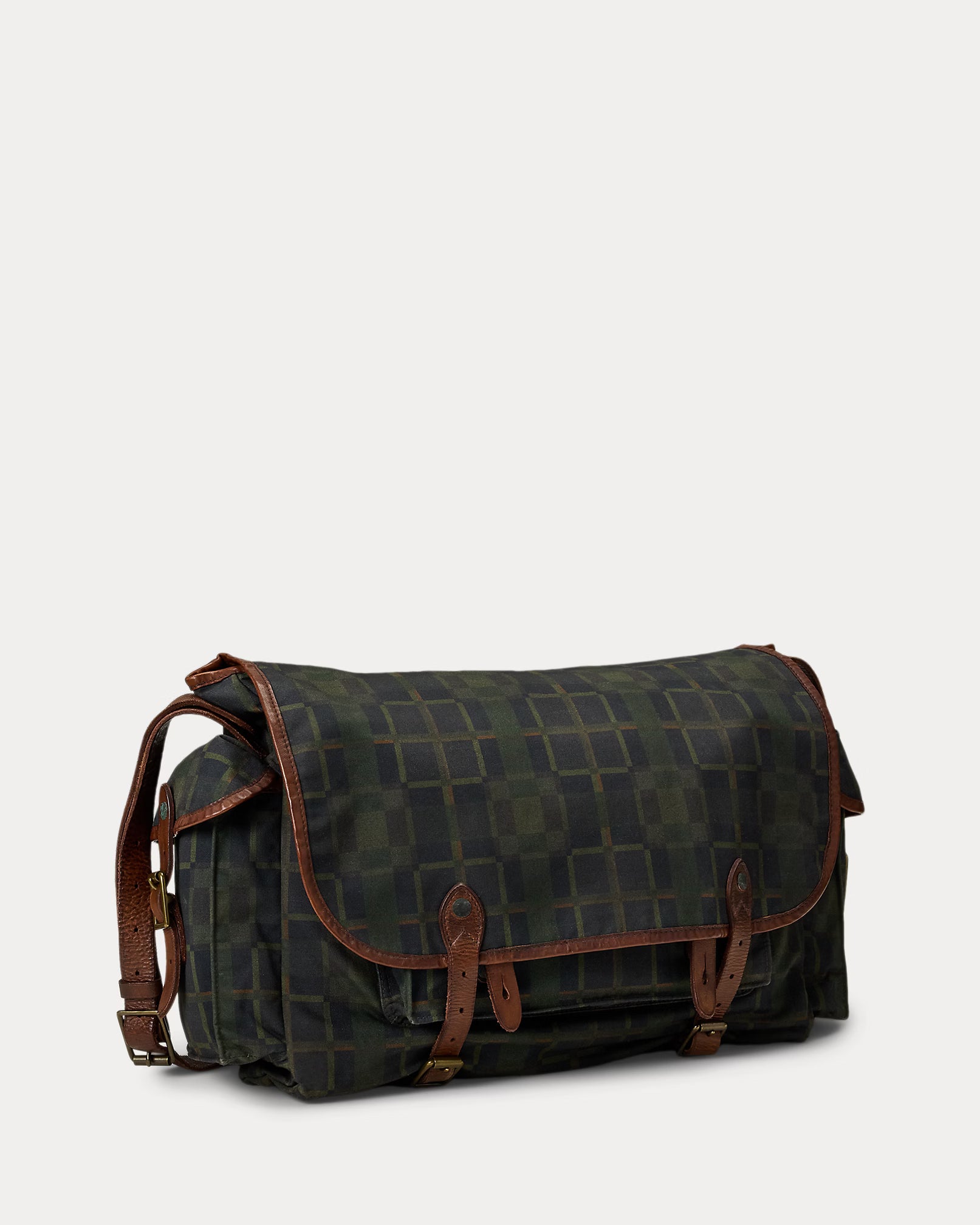 RRL Check-Print Oilcloth Messenger Bag