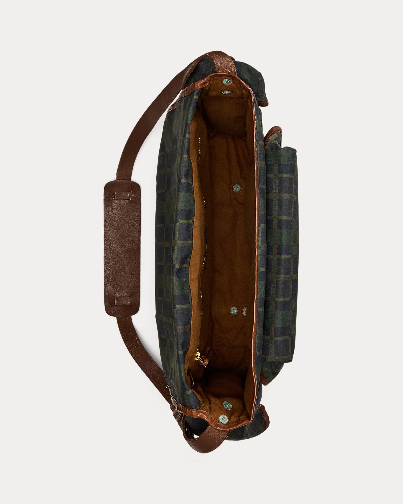 RRL Check-Print Oilcloth Messenger Bag