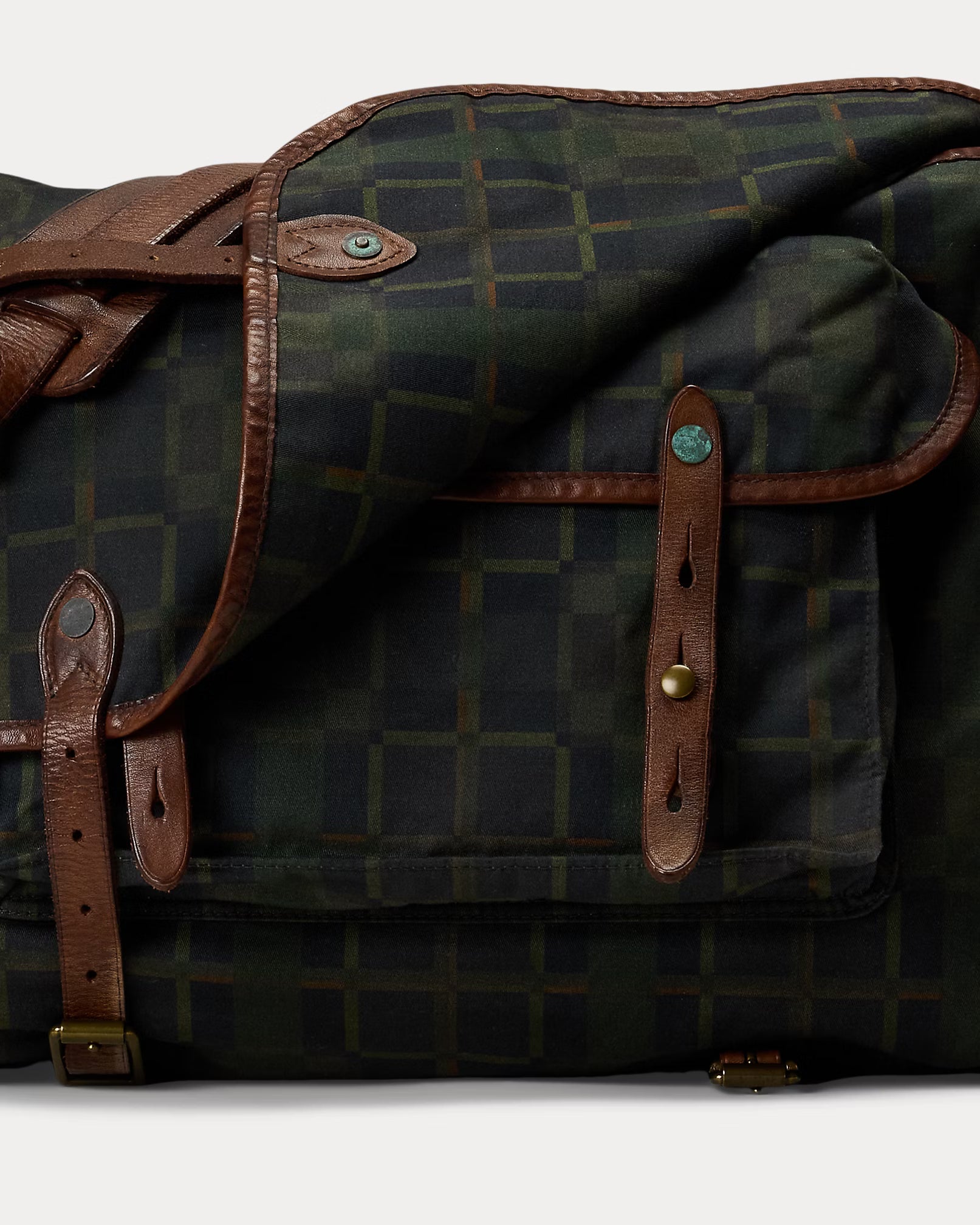 RRL Check-Print Oilcloth Messenger Bag