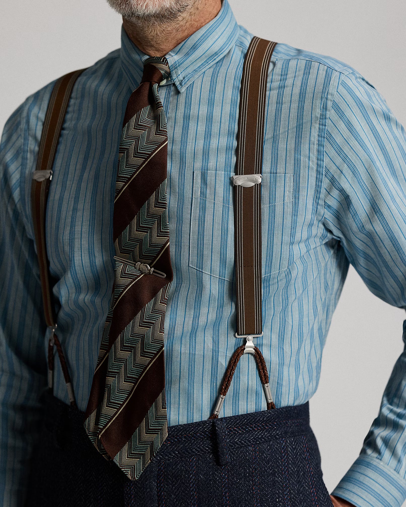 RRL Striped Stretch Braces
