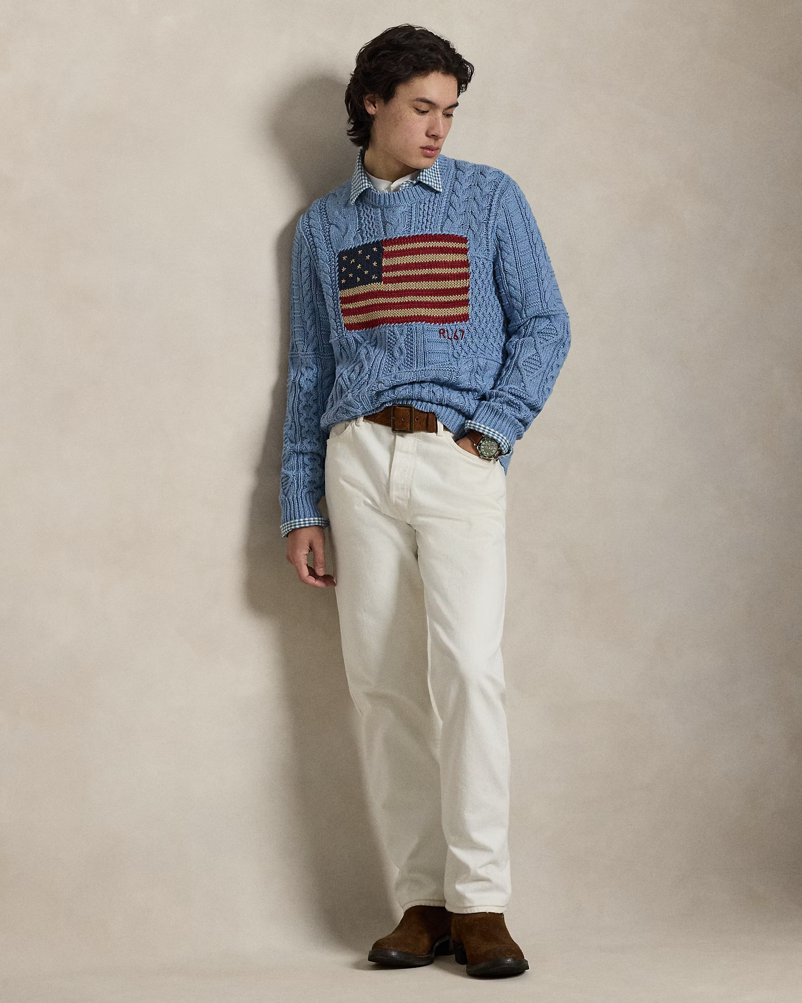 Aran-Knit Flag Sweater