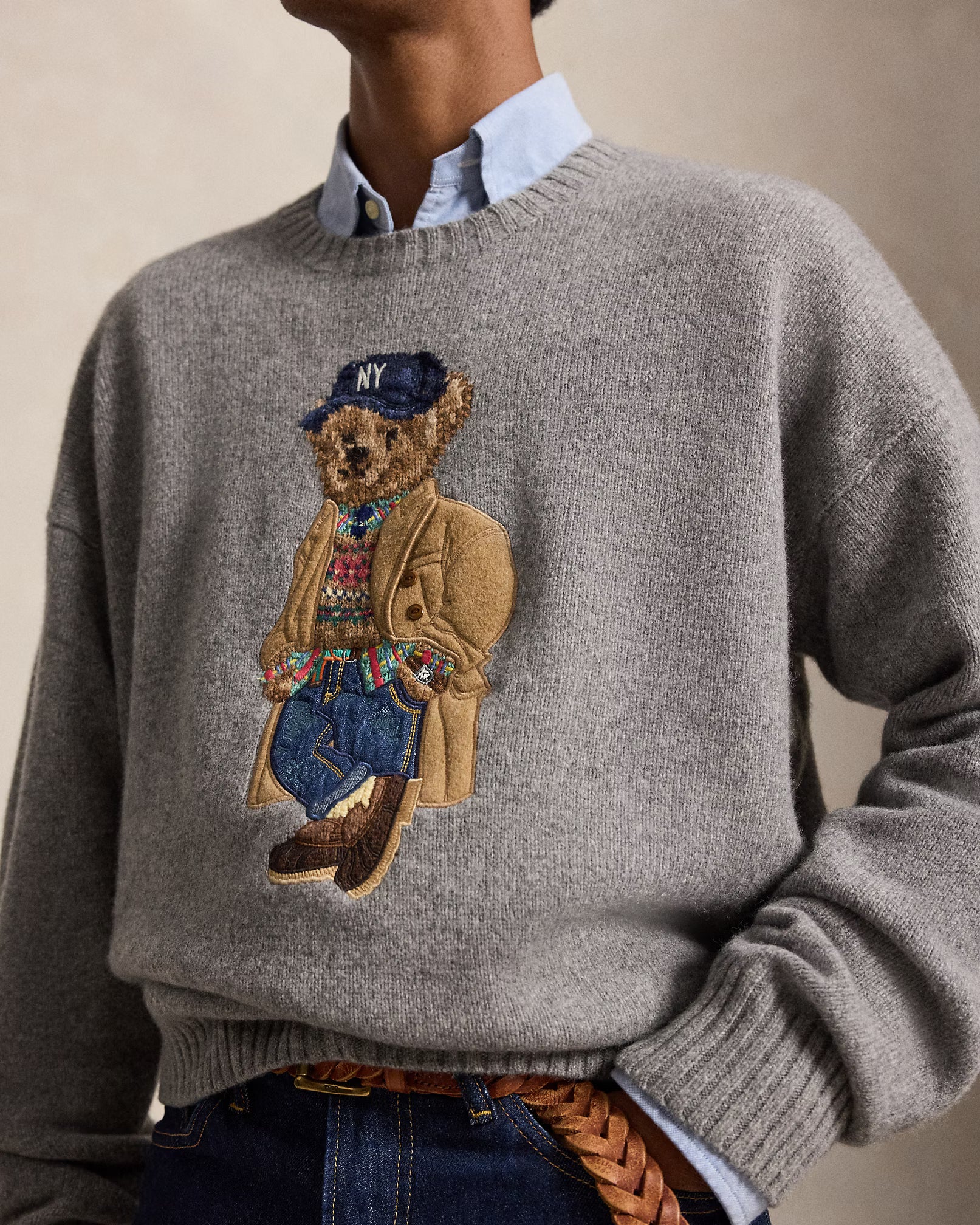 Relaxed Fit Polo Bear Sweater