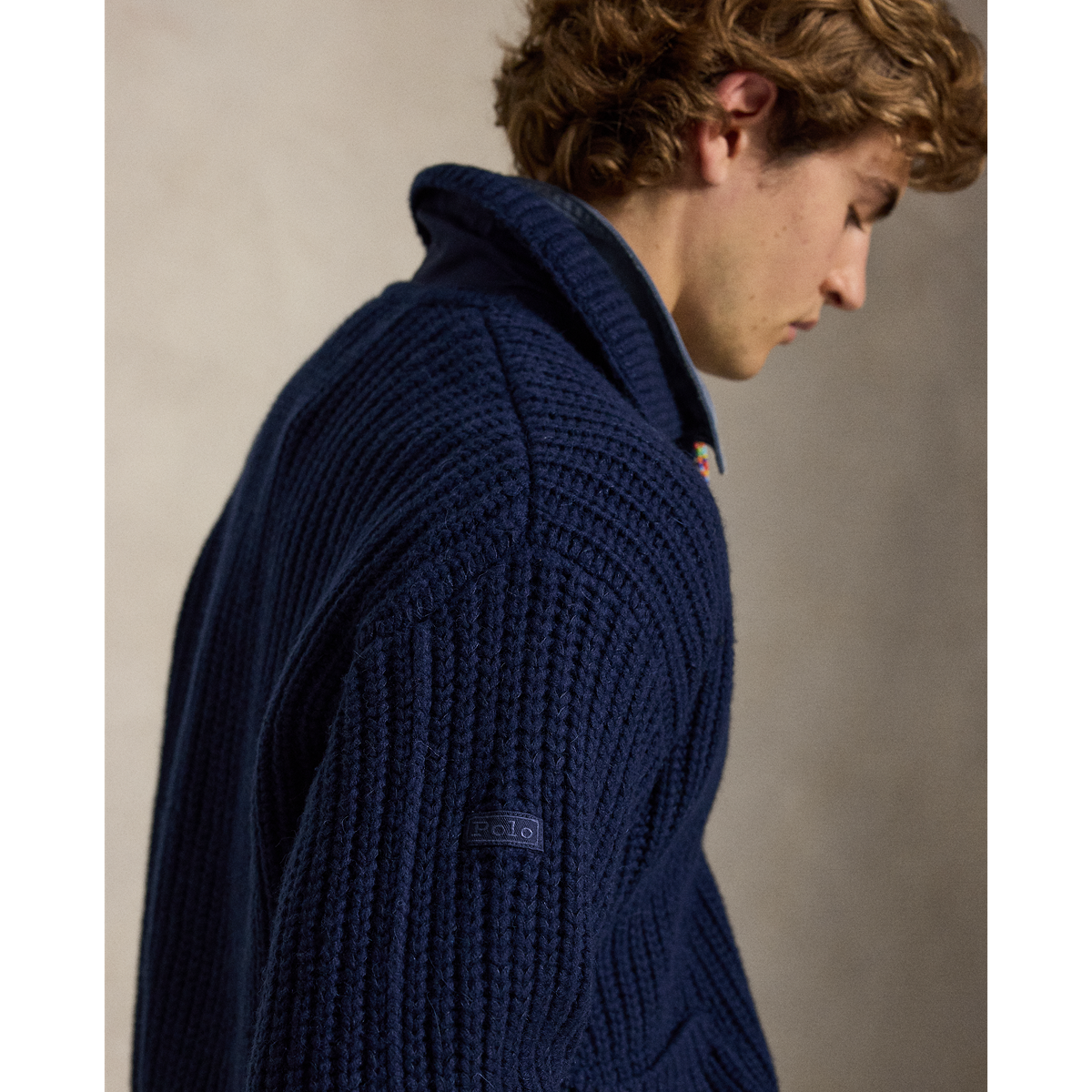Long-Sleeve Wool Blend Chore Jacket Sweater
