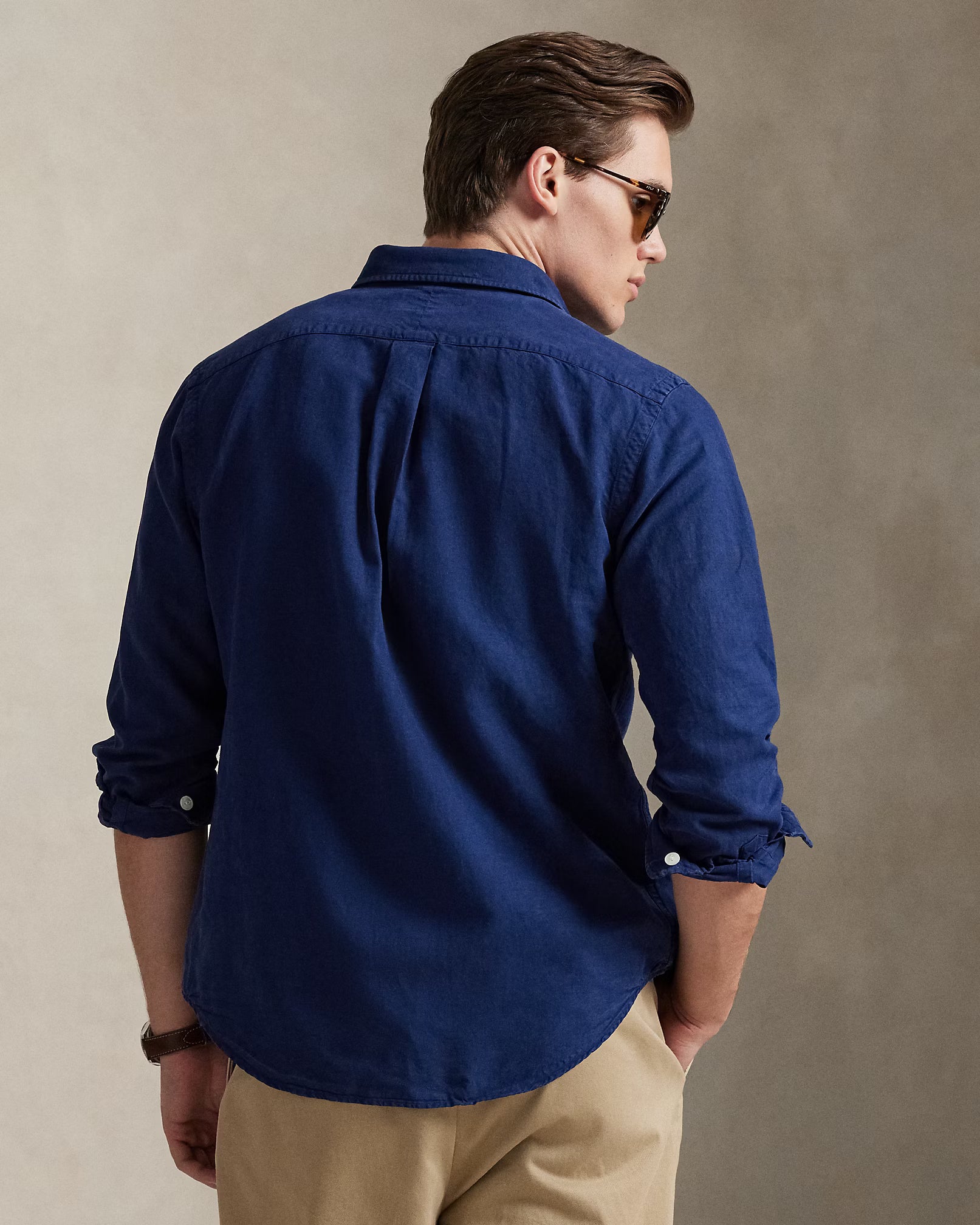 Classic Fit Linen-Silk-Cotton Workshirt - Indigo