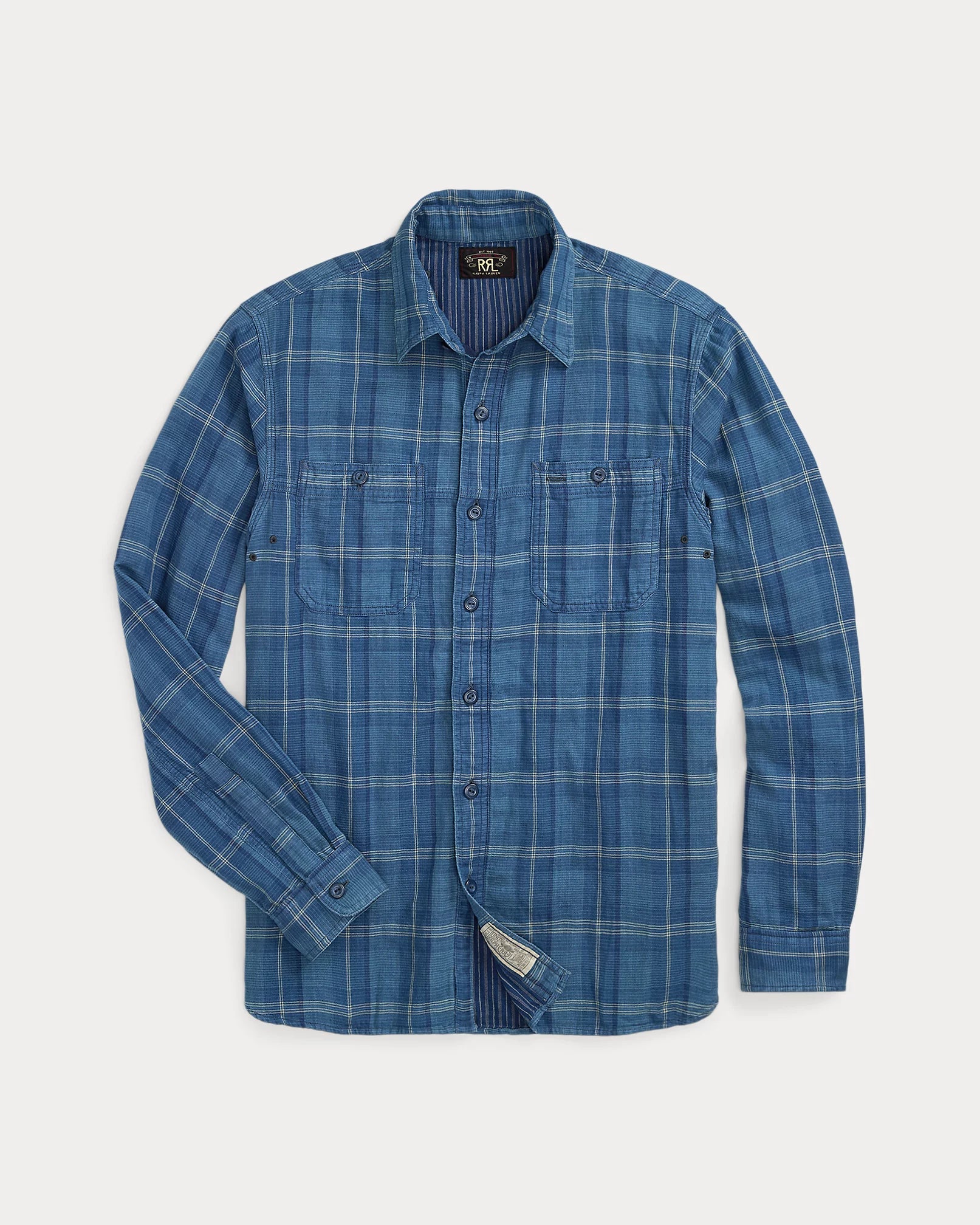RRL CALICO INDIGO JACK RABBIT WORK SHIRT RRL CALICO INDIGO JACK RABBIT WORK SHIRT
