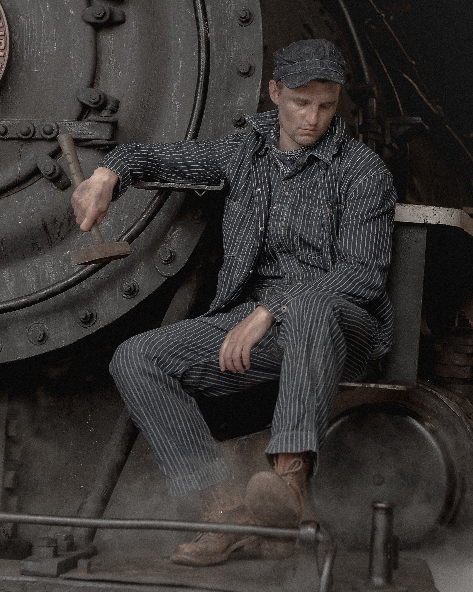 RRL Indigo Dot-Stripe Twill Engineer Coat
