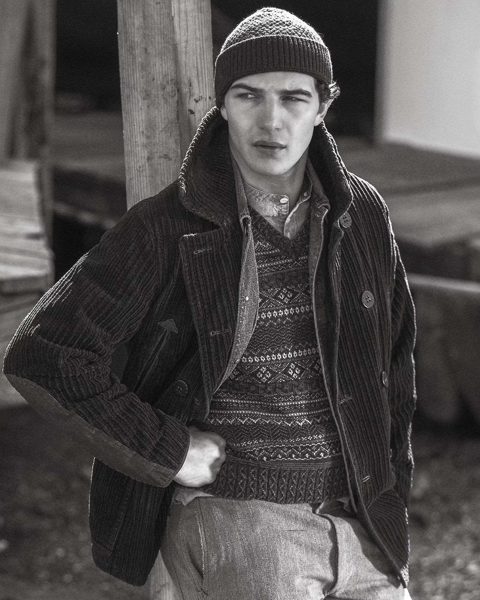 RRL Denim-Trim Corudory Peacoat