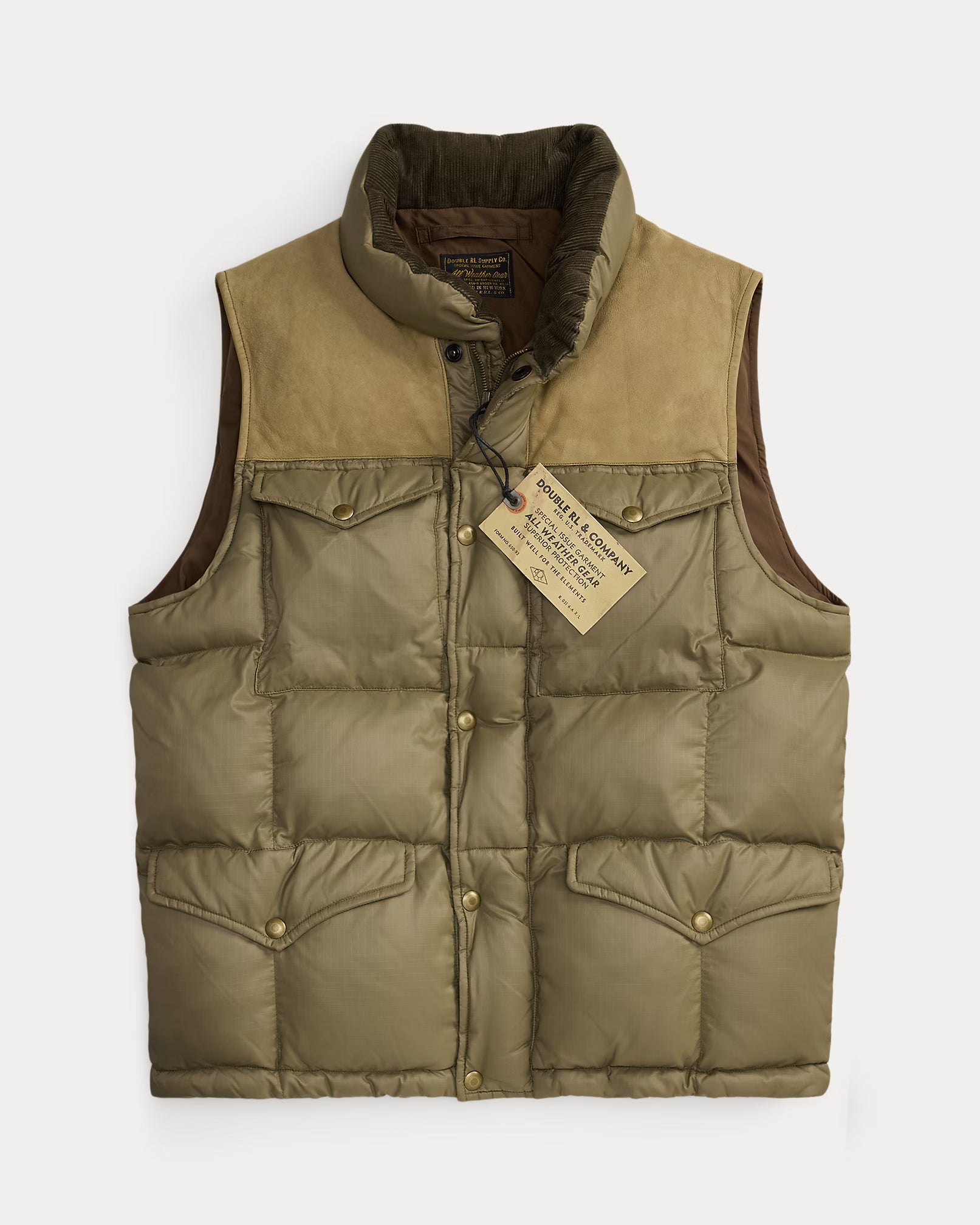 RRL Leather-Yoke Quilted Ripstop Vest