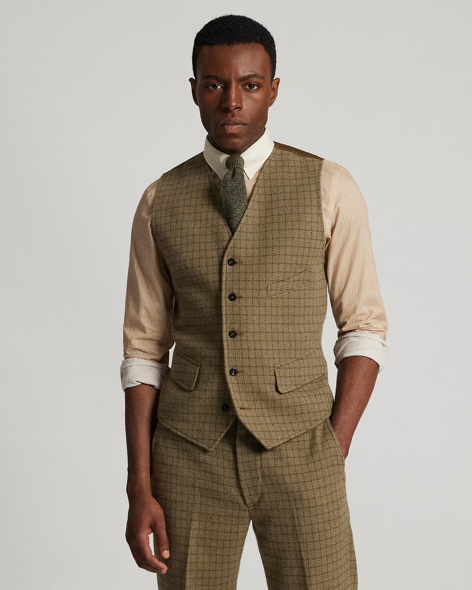 RRL Checked Wool Tweed Vest