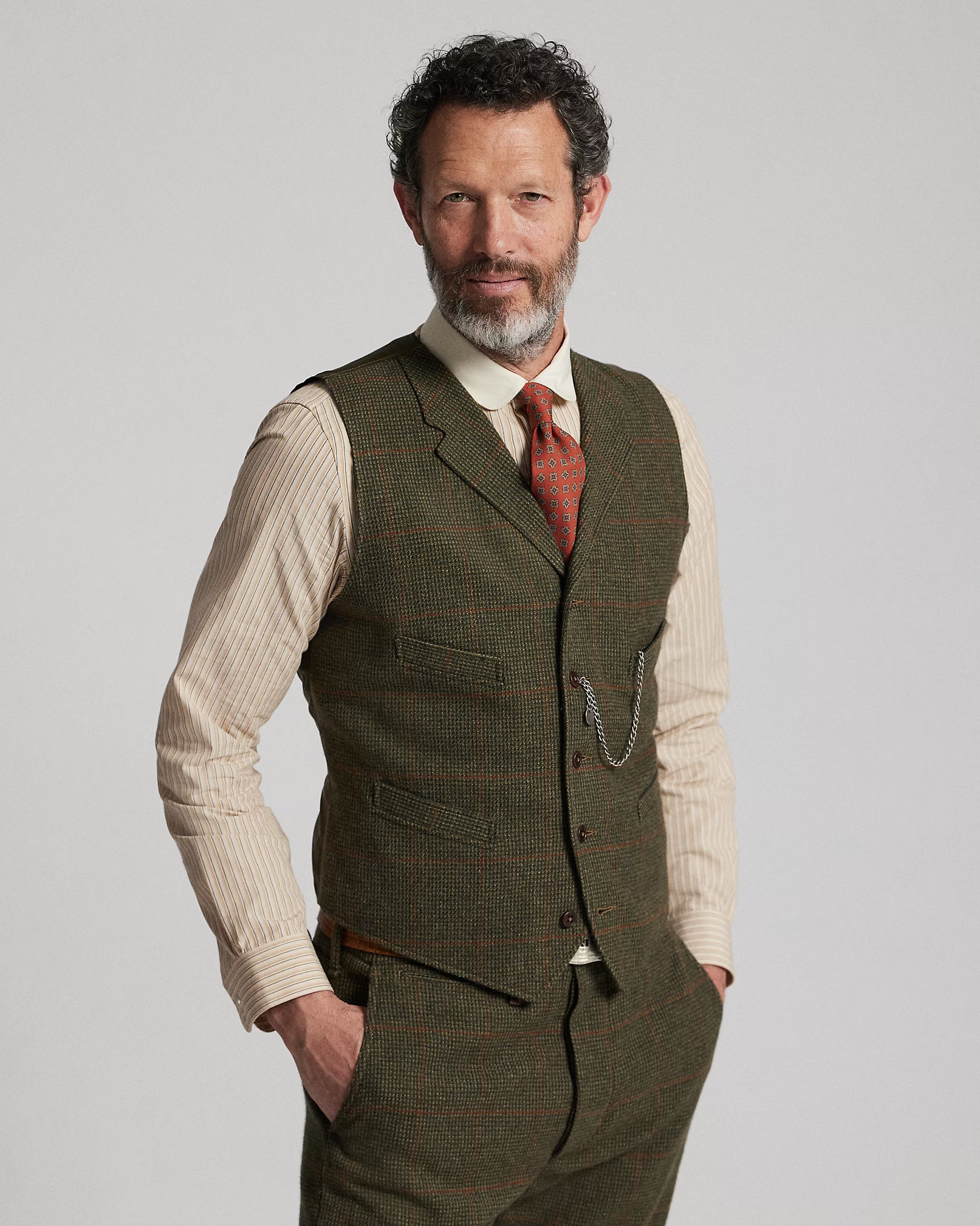 RRL Windowpane Wool Tweed Vest