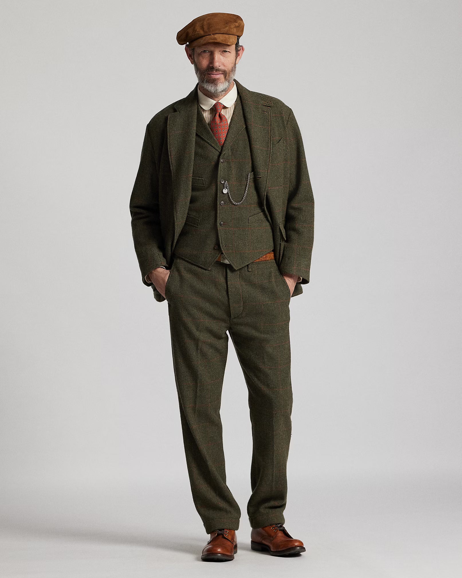RRL Windowpane Wool Tweed Vest
