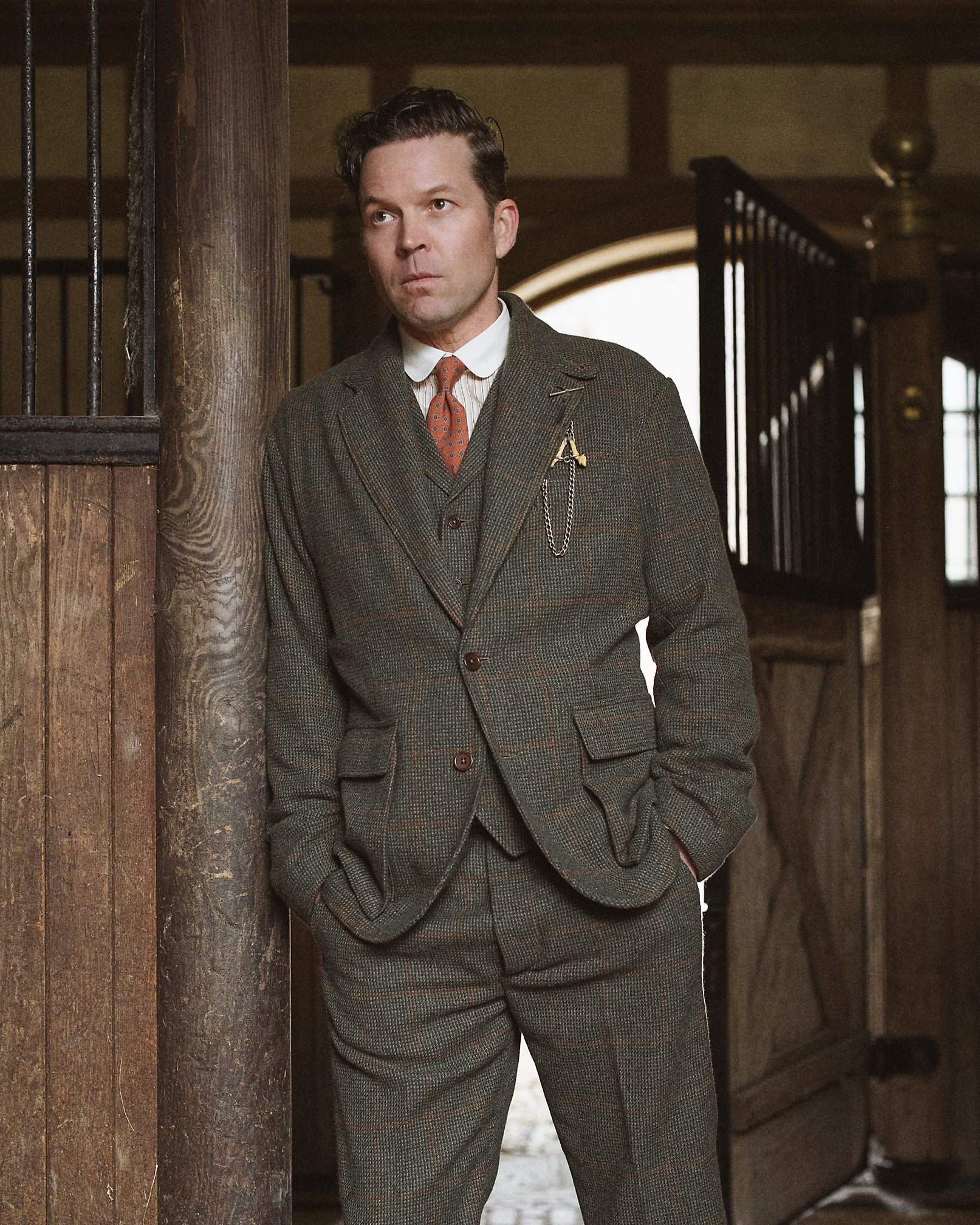 RRL Windowpane Wool Tweed Vest