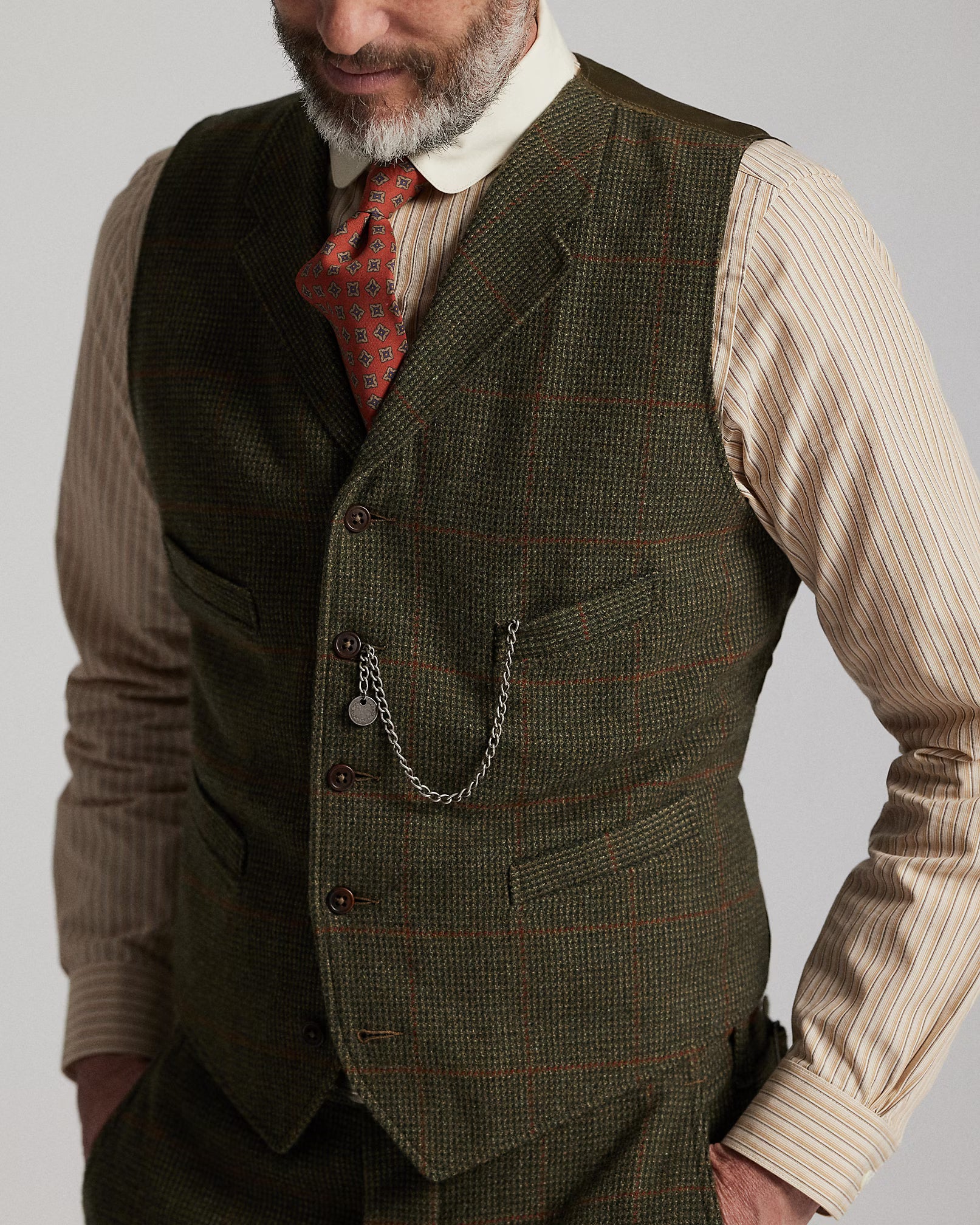 RRL Windowpane Wool Tweed Vest