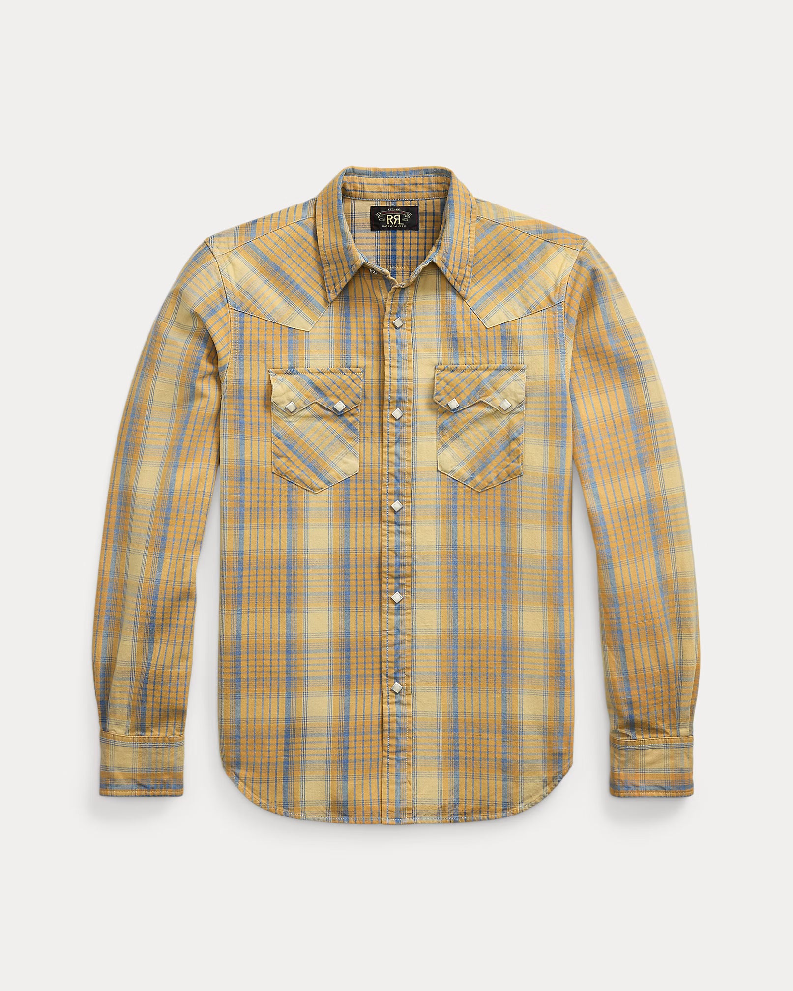 RRL Slim Fit Plaid Western Shirt