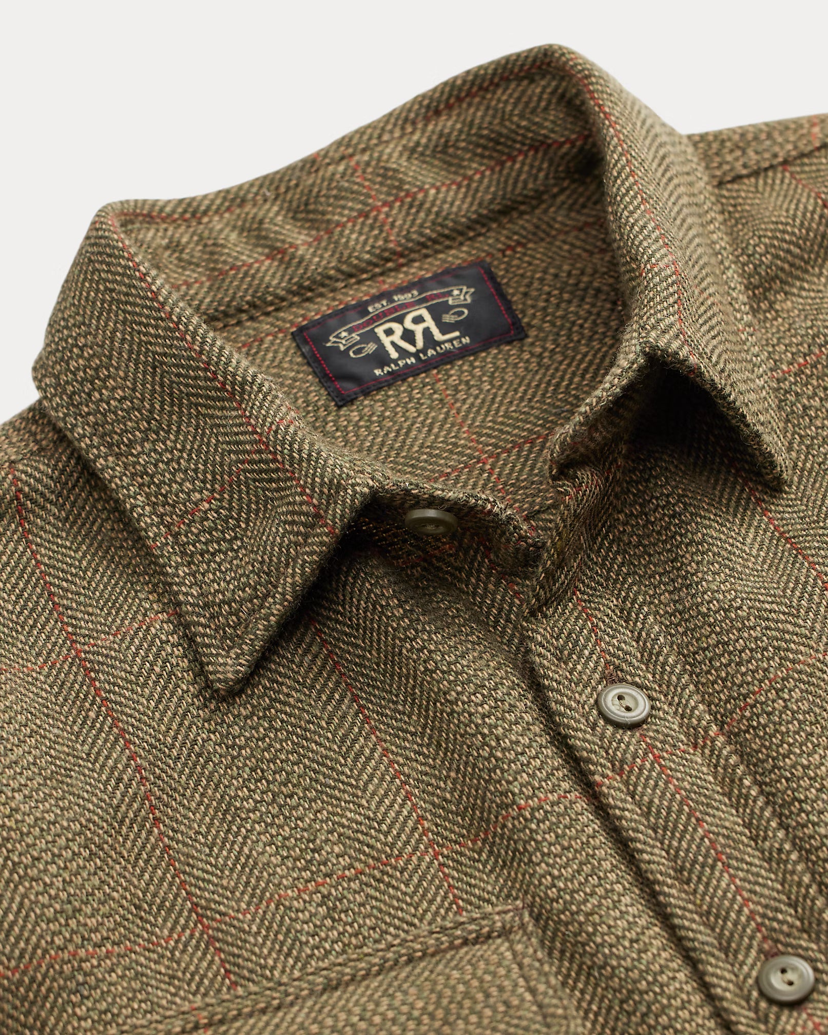 RRL Suede-Patch Herringbone Workshirt