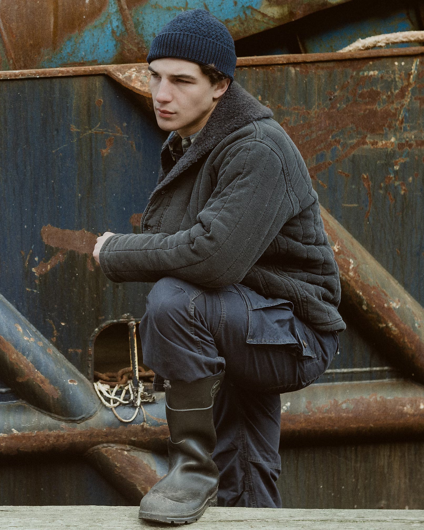 RRL Fleece-Collar Quilted Jersey Jacket