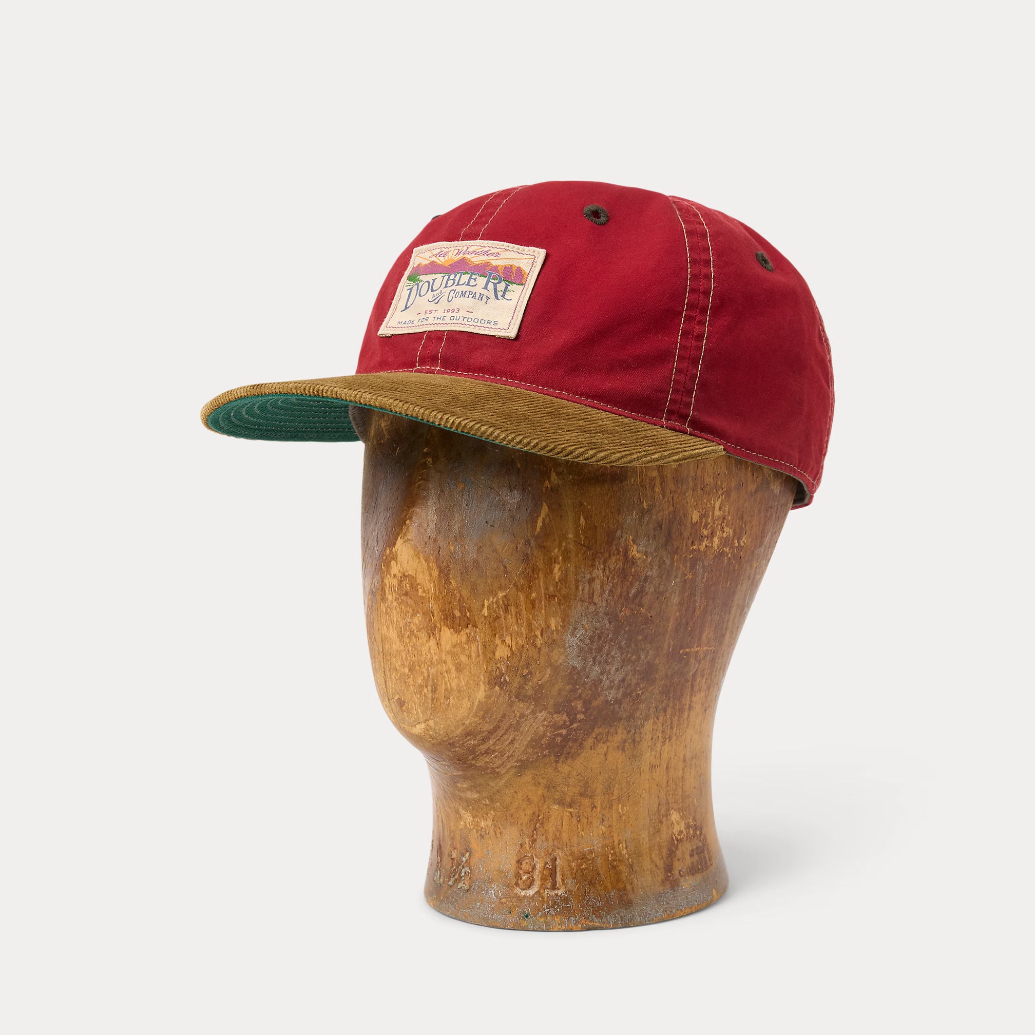 RRL Corduroy-Bill Oilcloth Ball Cap - Vintage Red