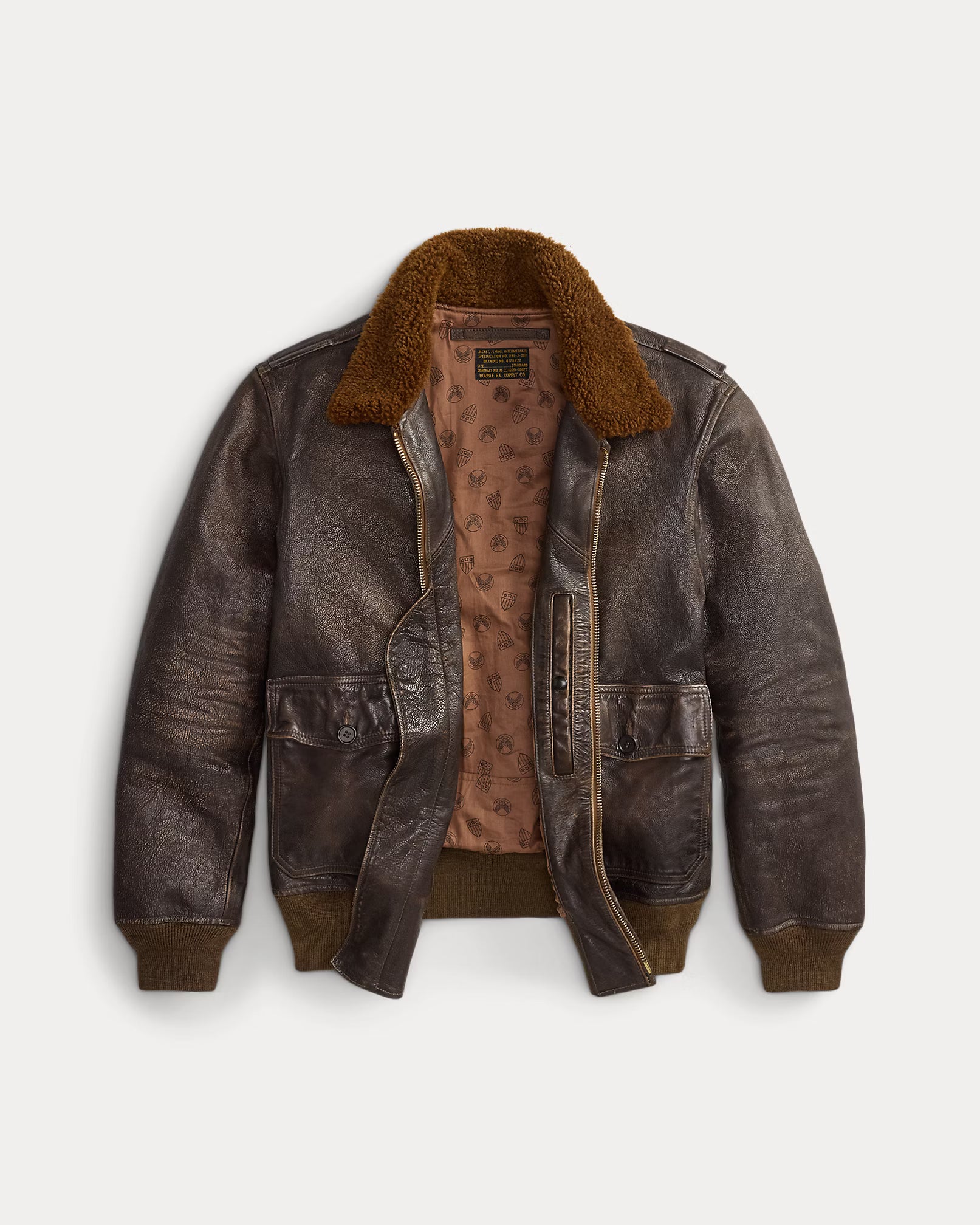 RRL Shearling-Collar Leather Flight Jacket