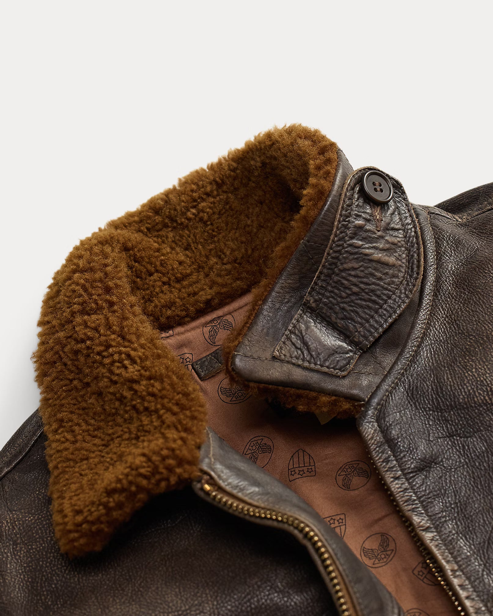 RRL Shearling-Collar Leather Flight Jacket
