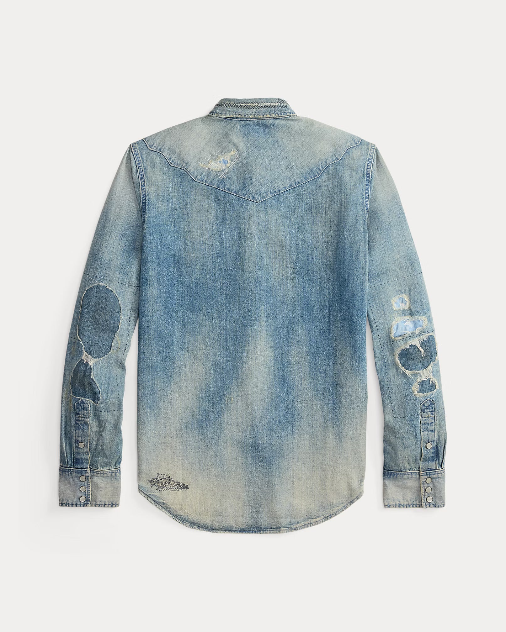 RRL Slim Fit Repaired Denim Western Shirt