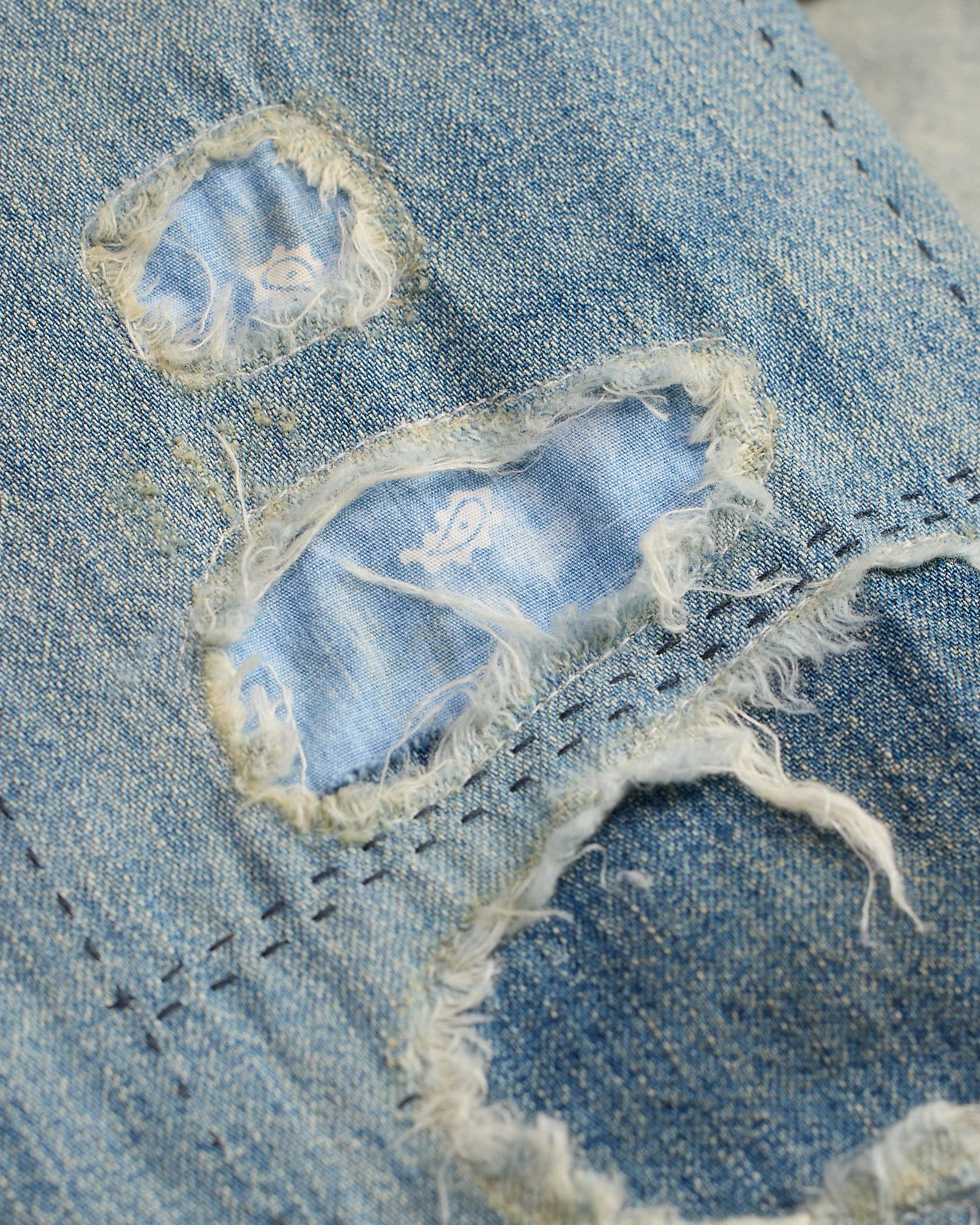 RRL Slim Fit Repaired Denim Western Shirt