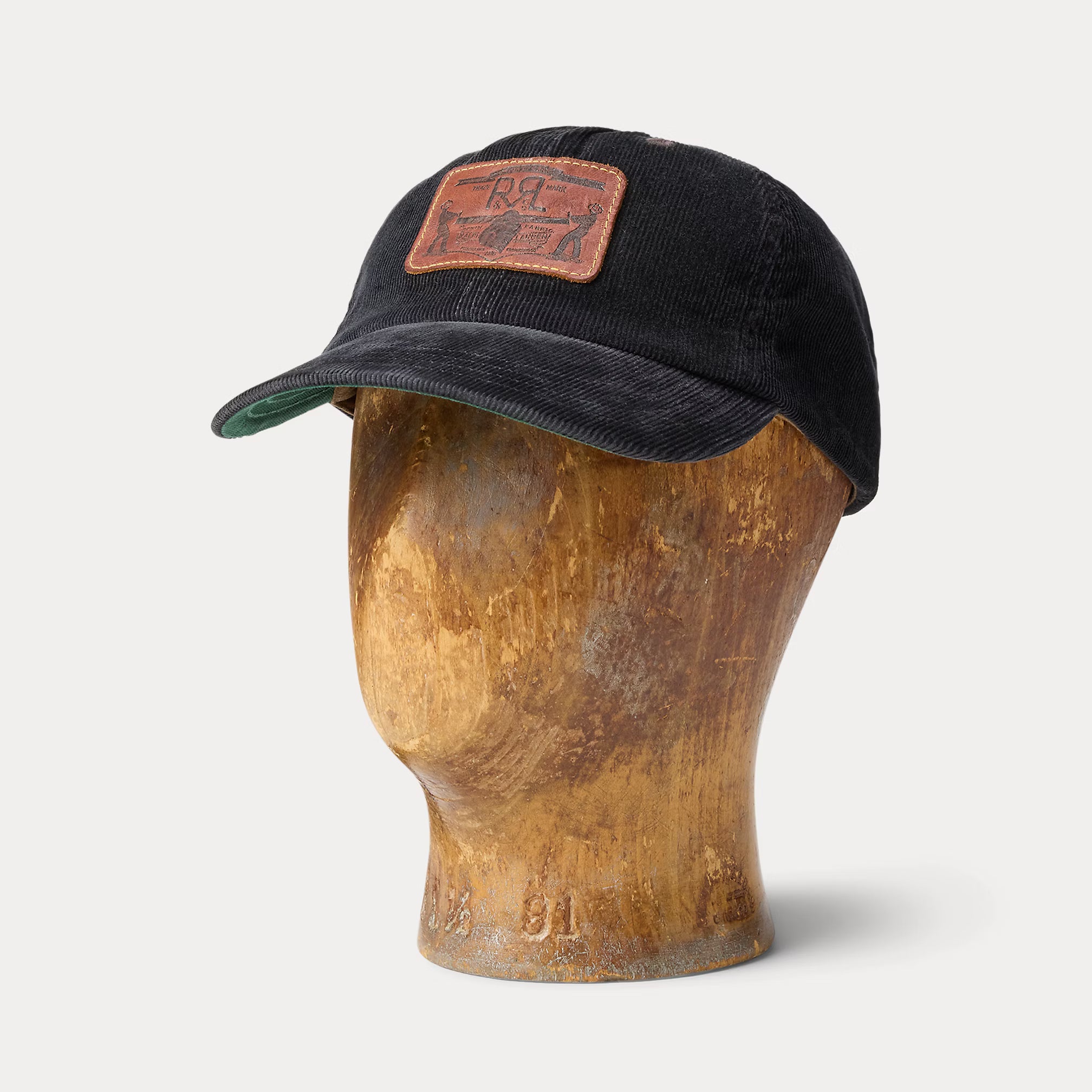 RRL Leather-Patch Corduroy Trucker Cap - Navy