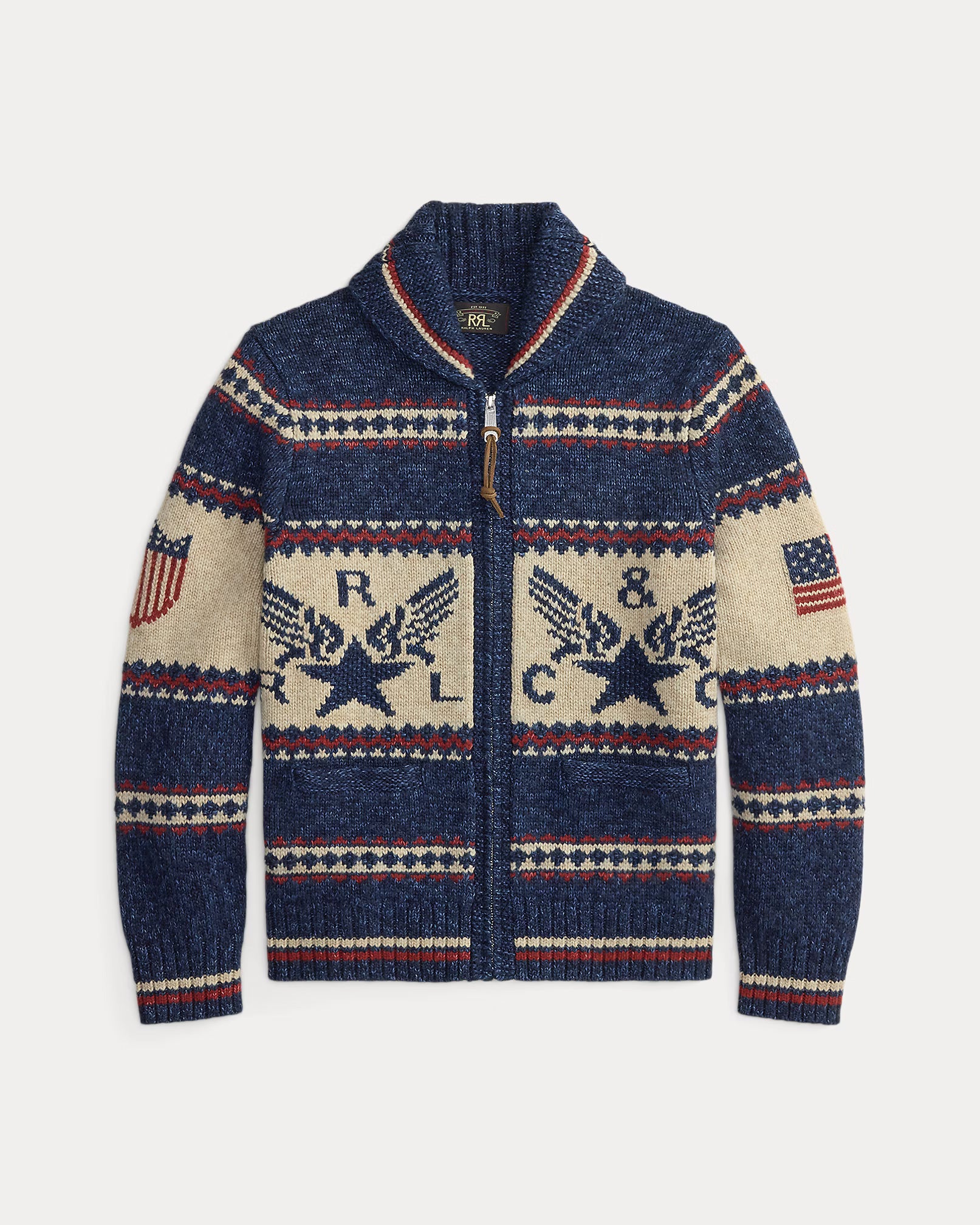 RRL Airplane-Graphic Full-Zip Cardigan