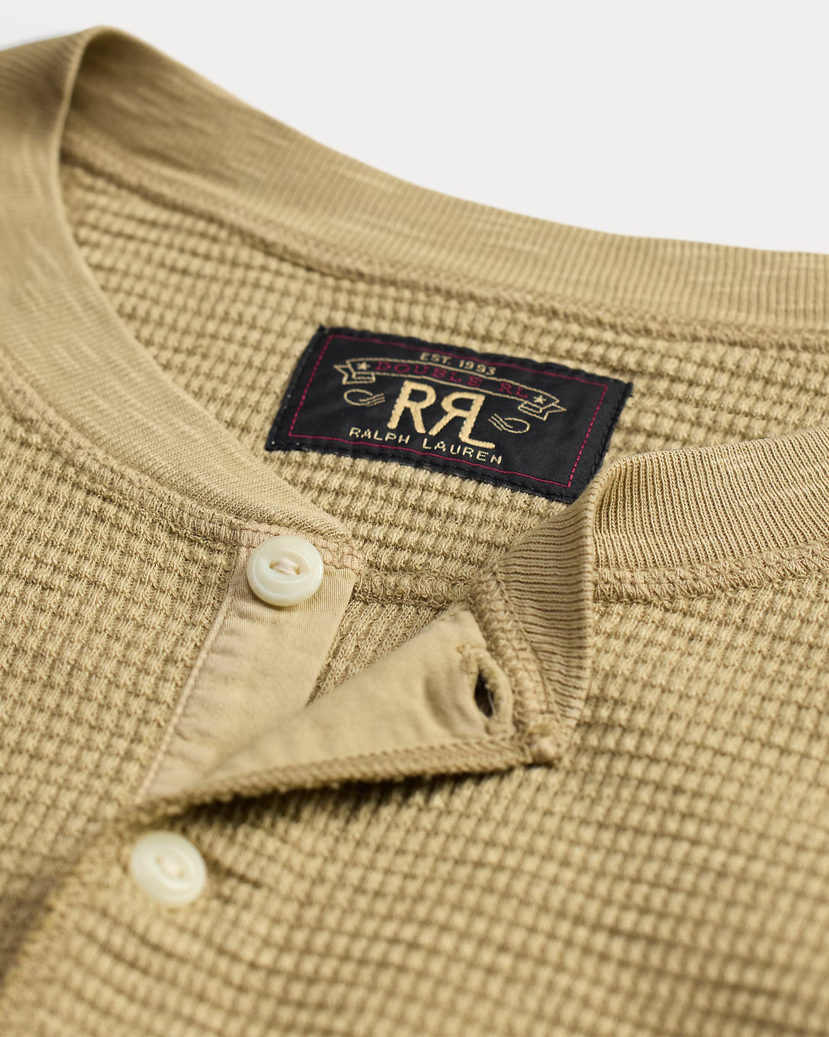 RRL Garment-Dyed Waffle-Knit Henley Shirt