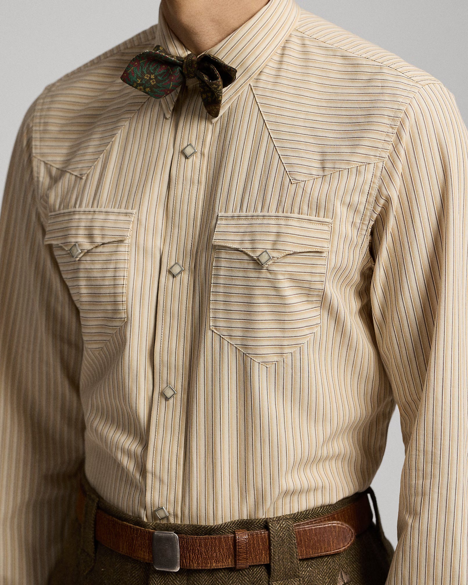 RRL Slim Fit Striped Western Shirt