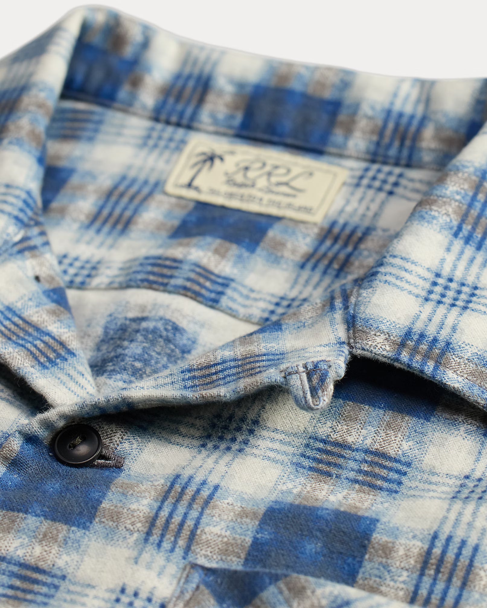 RRL Plaid-Print Brushed Camp Shirt
