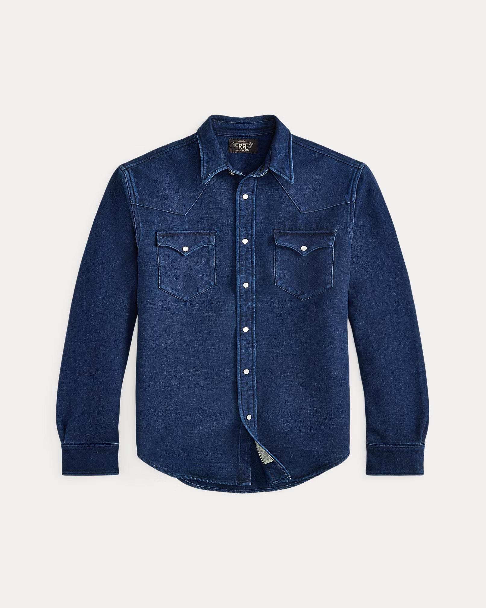 RRL Slim Fit Indigo Chamois Western Shirt