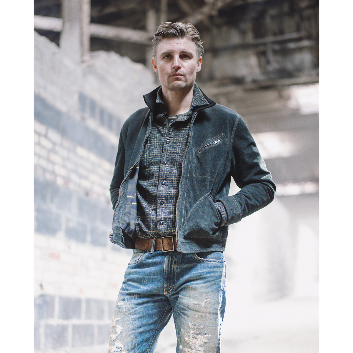 RRL Indigo Roughout Suede Jacket