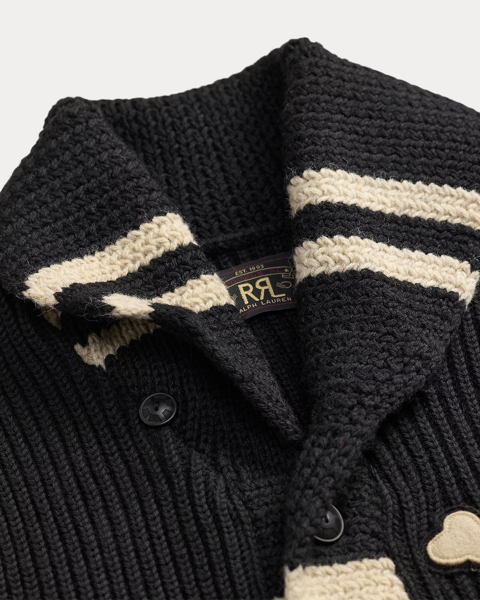 RRL Skull-Patch Wool Shawl Cardigan