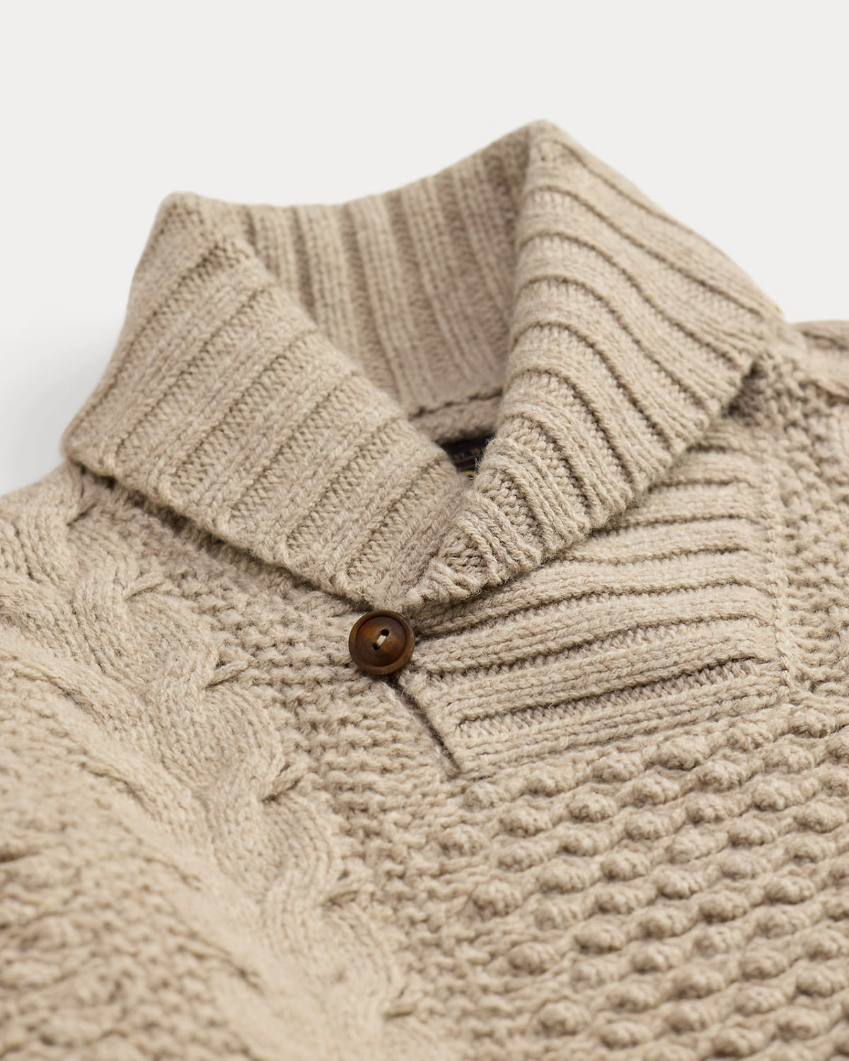 RRL Cable Knit Wool Shawl Sweater