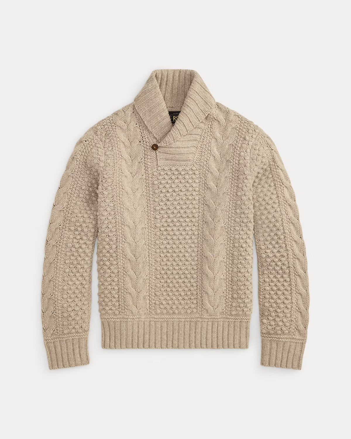 RRL Cable Knit Wool Shawl Sweater