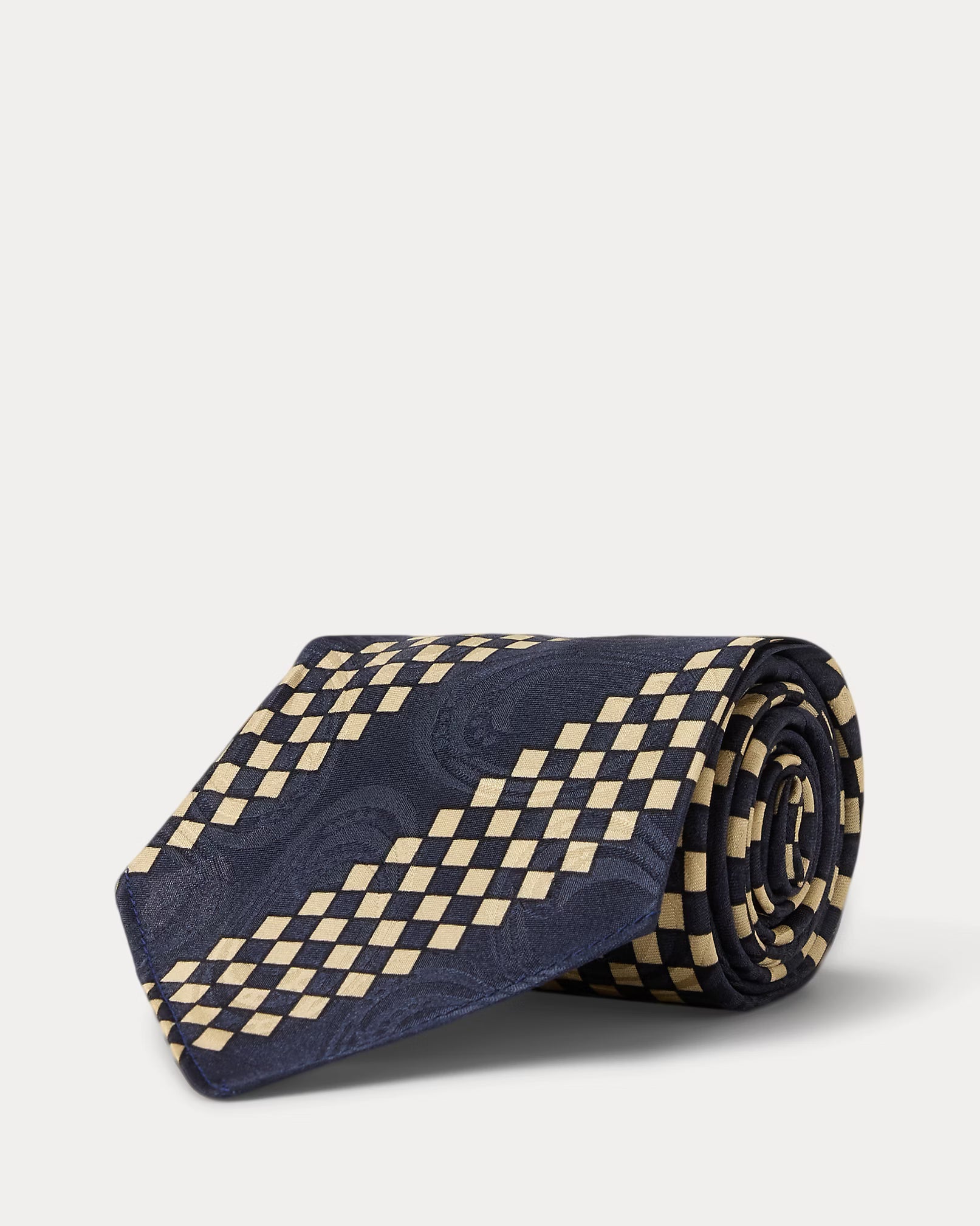 RRL Handmade Checkered Stripe Silk Tie