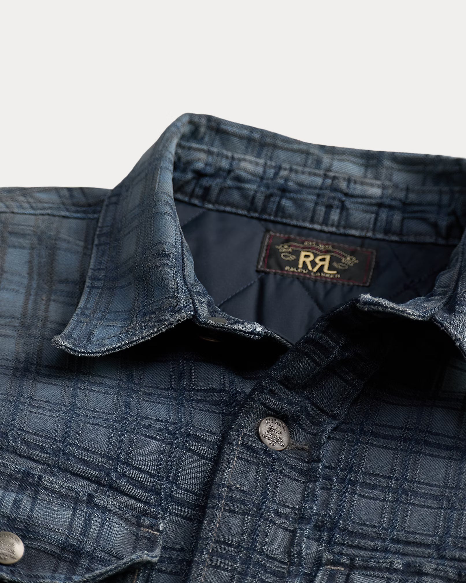 RRL Indigo Plaid Jacquard Denim Jacket