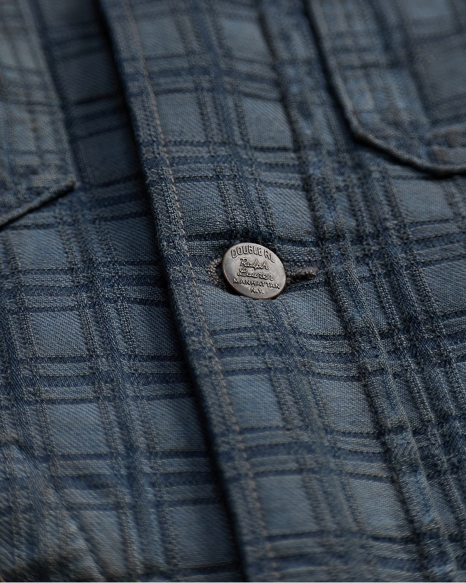 RRL Indigo Plaid Jacquard Denim Jacket