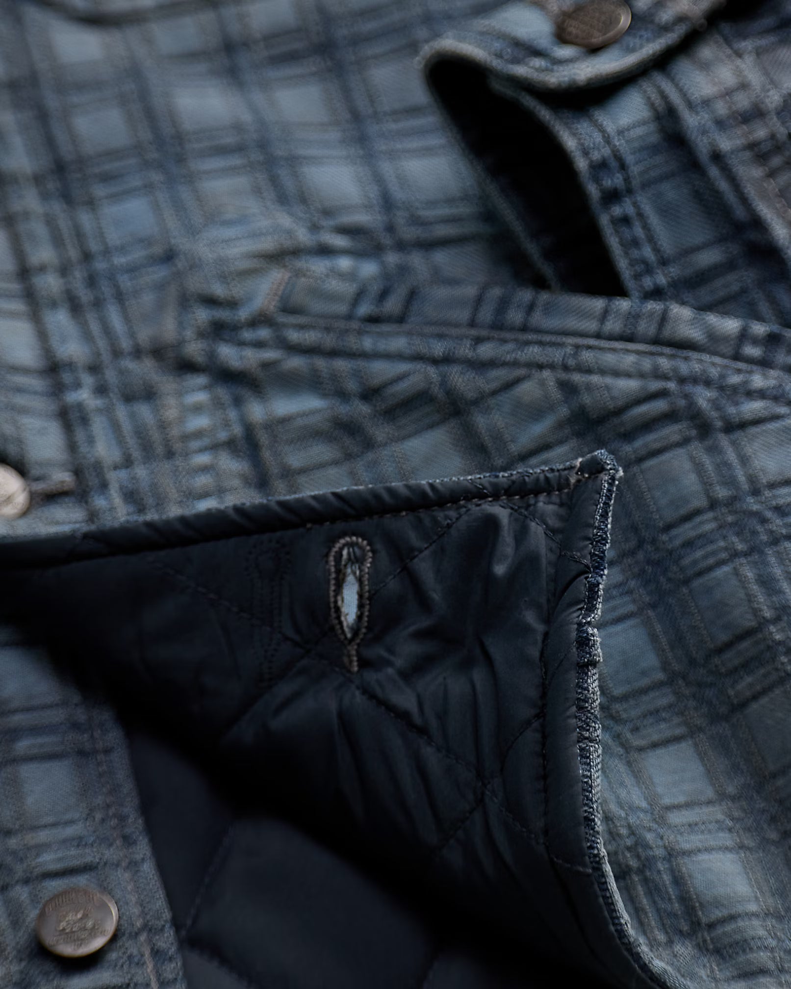 RRL Indigo Plaid Jacquard Denim Jacket