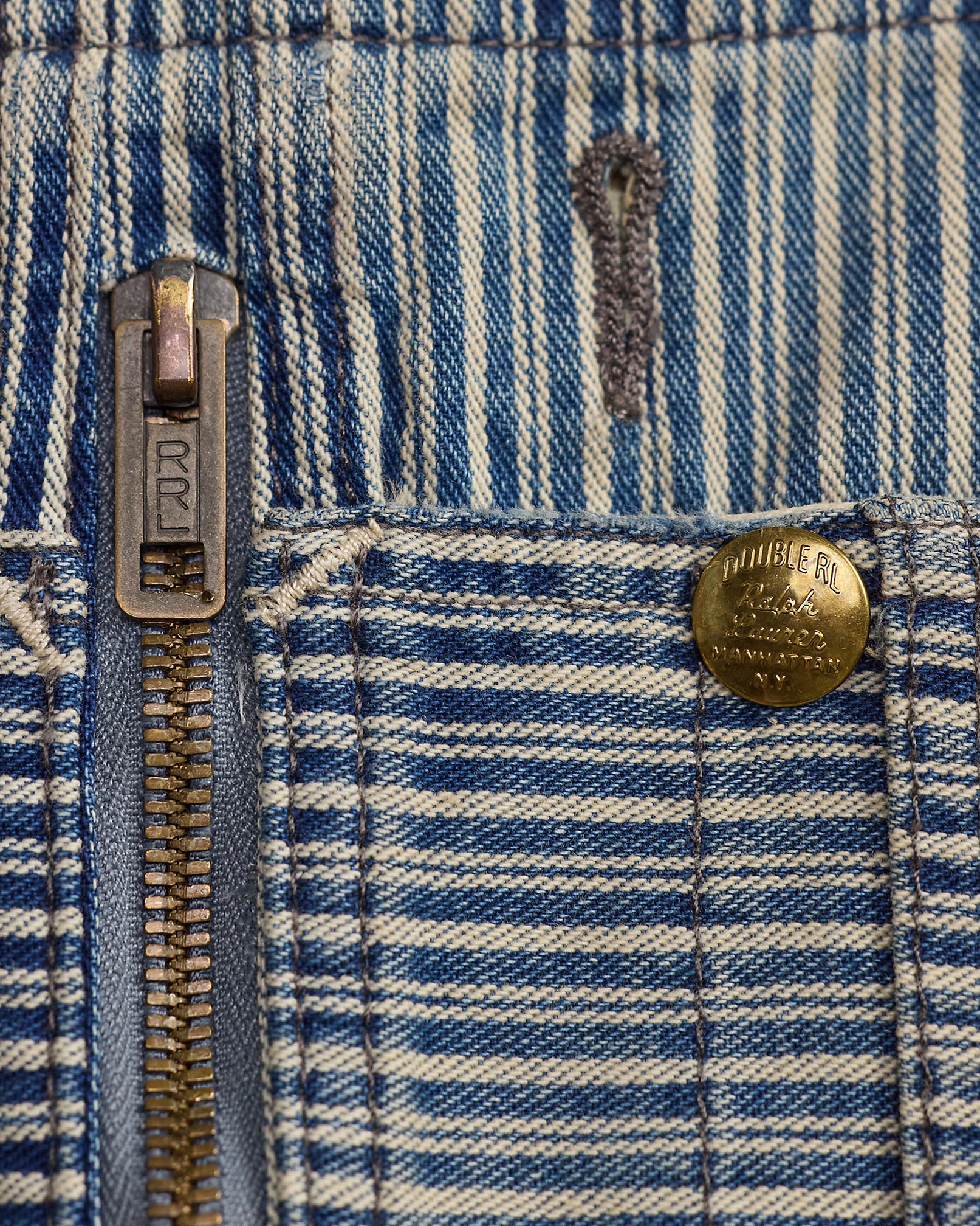 RRL Indigo Striped Twill Overall