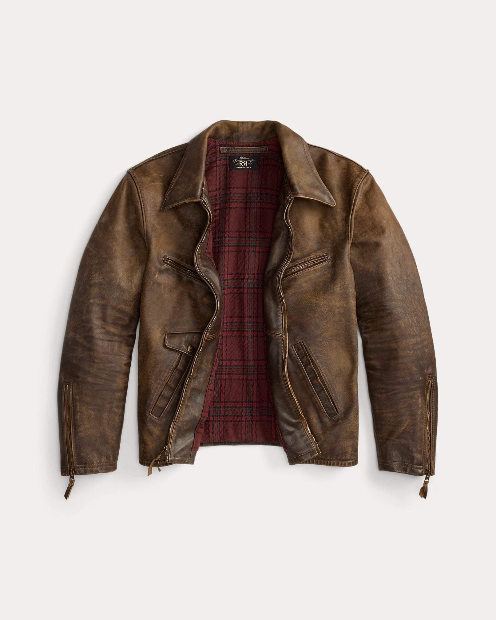 RRL Lined Leather Zipper Jacket