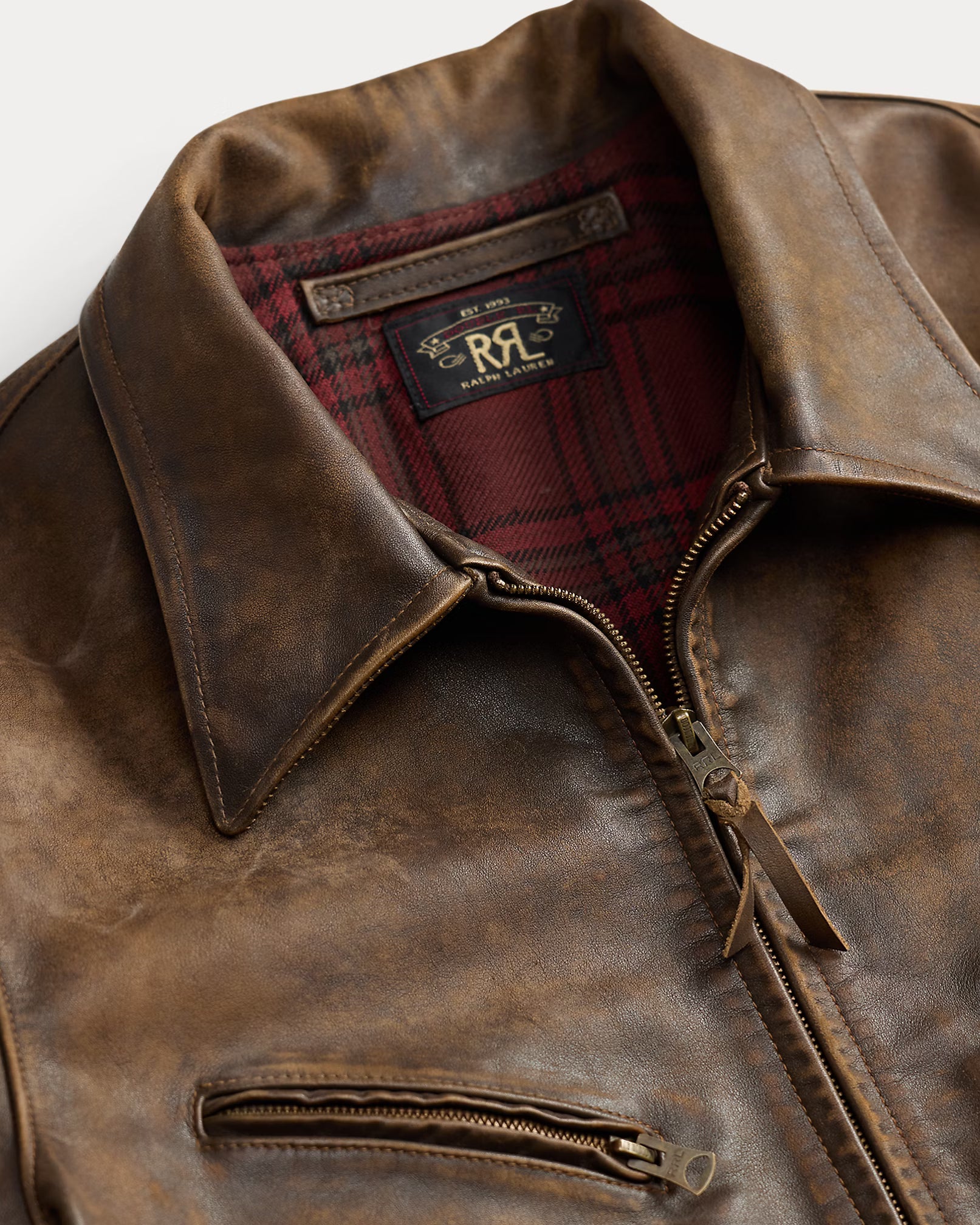 RRL Lined Leather Zipper Jacket