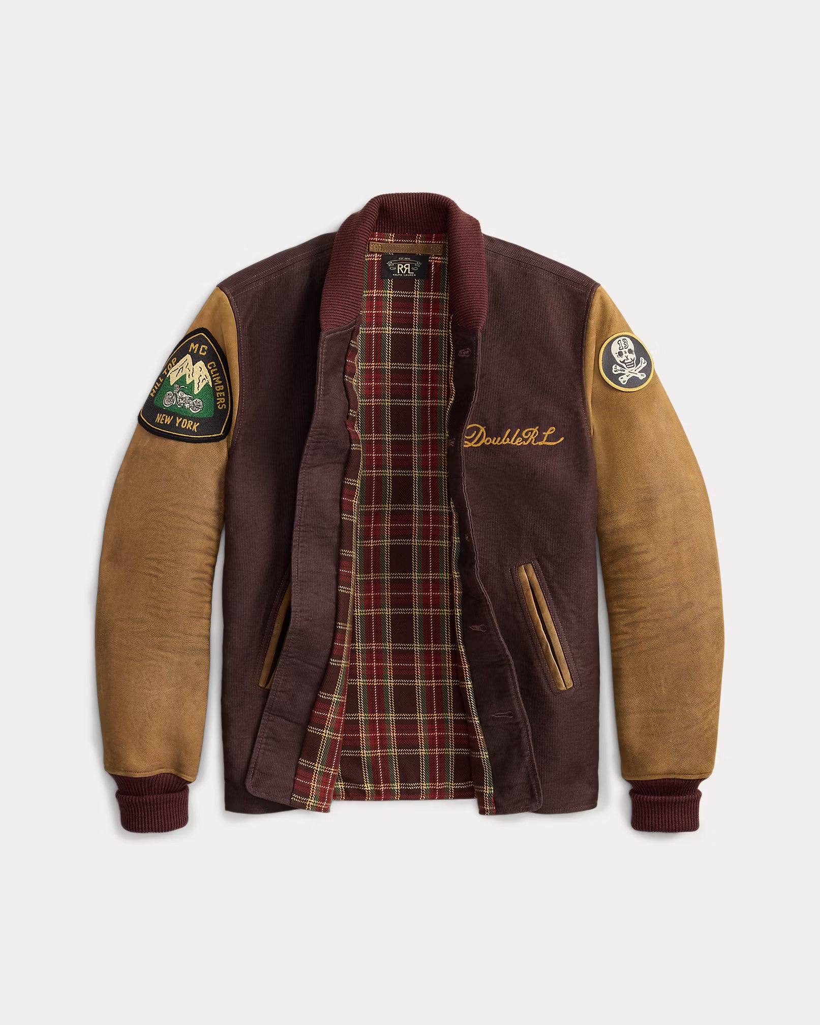 RRL Leather-Sleeve Baseball Jacket